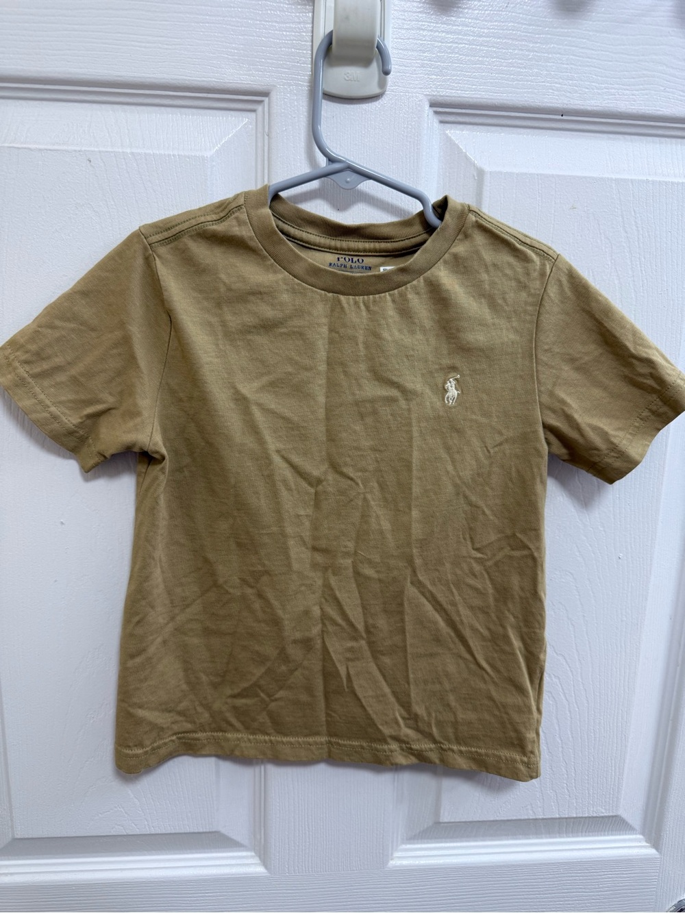 Polo by Ralph Lauren Boys' Tan Short-Sleeve Crewneck Tee, Size 5